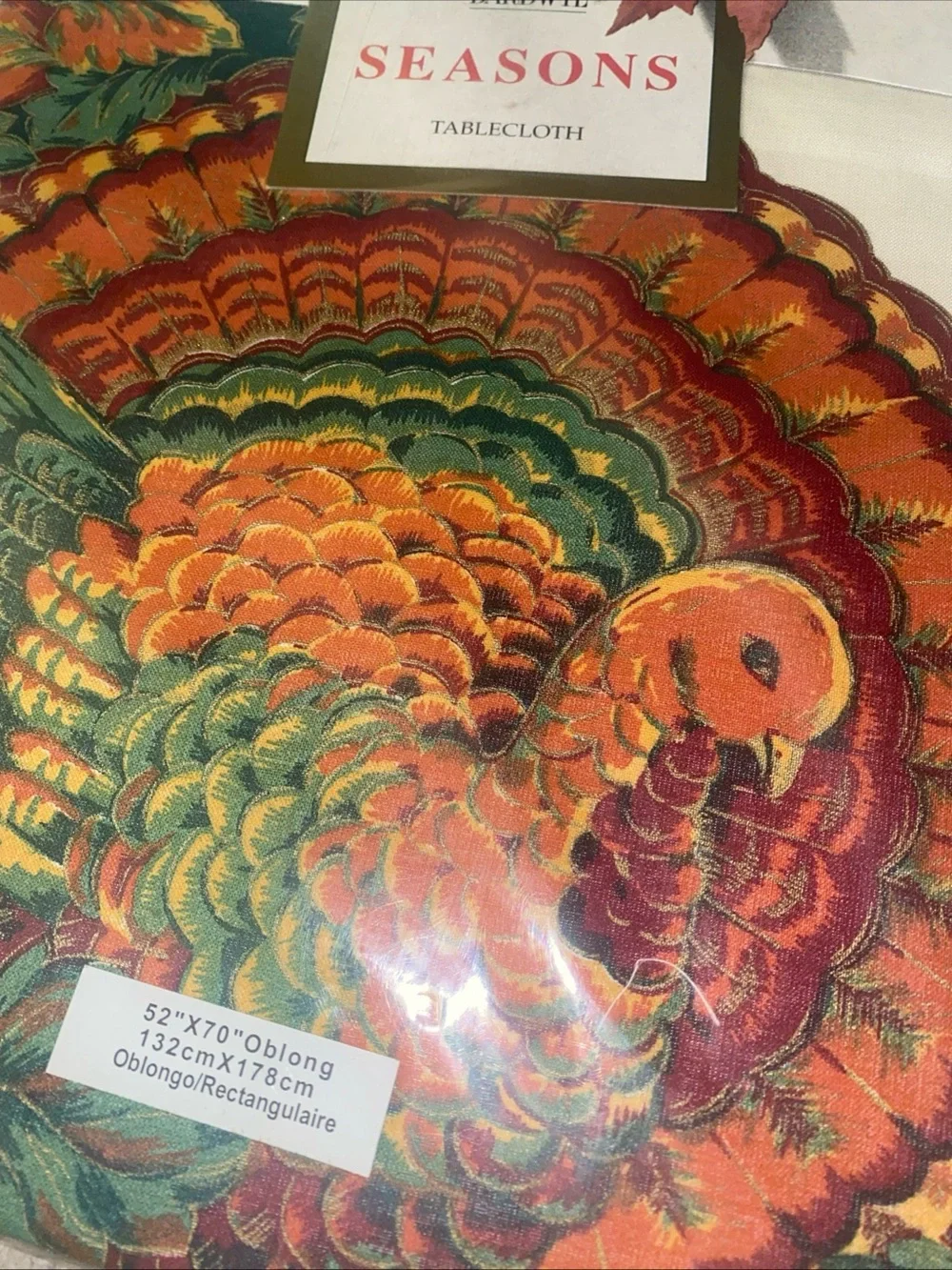 Bardwil‎ Seasons Turkey Thanksgiving VTG Tablecloth 52”x70” Oblong Autumn Hill